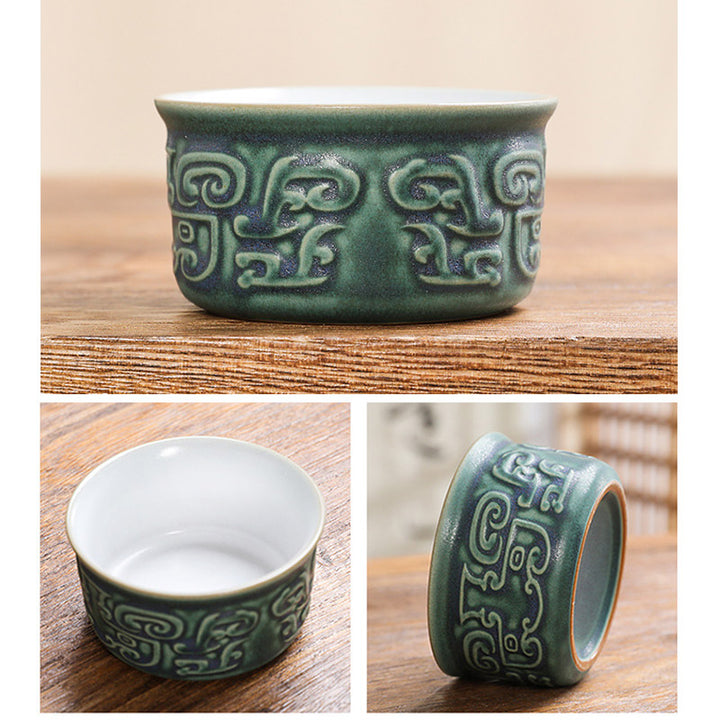 Buddha Stones Sanxingdui Tazza da tè in ceramica Tazza da tè Kung Fu con sacchetto