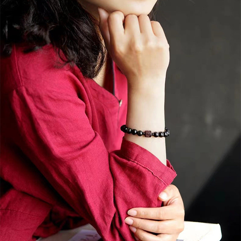 Buddha Stones Oro Naturale Ossidiana Lucente Arcobaleno Ossidiana Om Mani Padme Hum Fu Carattere Braccialetto di Guarigione