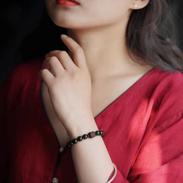 Buddha Stones Oro Naturale Ossidiana Lucente Arcobaleno Ossidiana Om Mani Padme Hum Fu Carattere Braccialetto di Guarigione