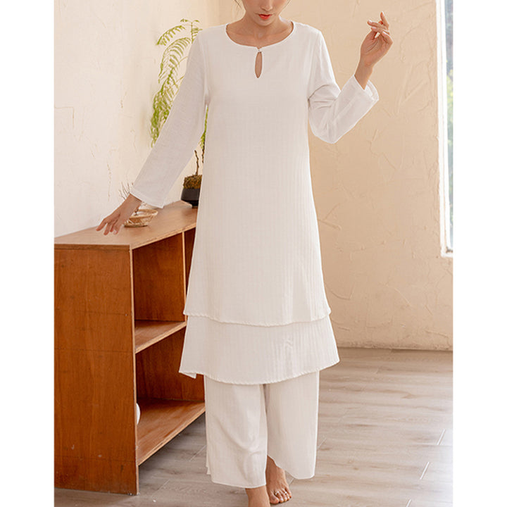 Buddha Stones 2 pezzi Design semplice Tai Chi Meditazione Yoga Abbigliamento Top Pantaloni Set da donna