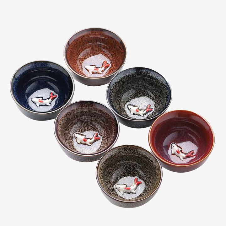 Buddha Stones Piccolo pesce Koi Forno Cambia Cinese Jianzhan Tazza da tè in ceramica Tazza da tè Kung Fu 60ml