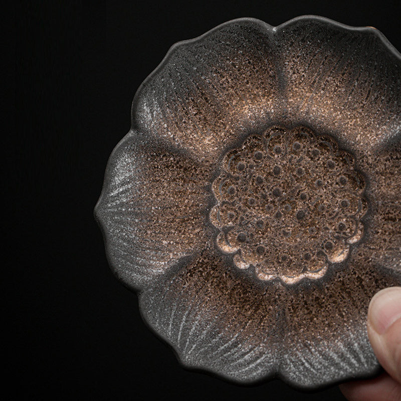 Buddha Stones Vintage Lotus Flower Ceramica Tazza Sottobicchiere Tazza da Tè Kung Fu Tappetino da Tè - image 3