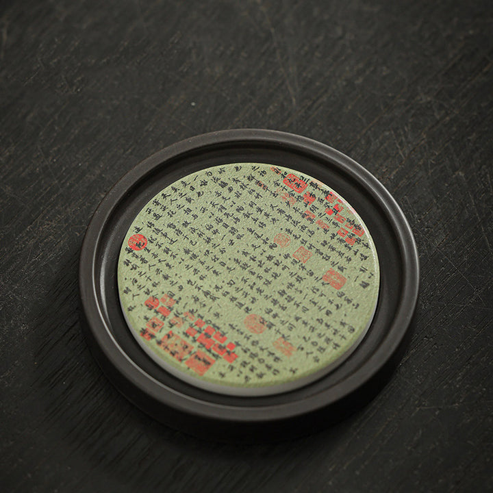 Buddha Stones Plum Blossom Peach Heart Sutra Nespolo Giapponese Magnolia Cachi Ceramic Cup Mat Pad Coaster Kung Fu Tea Mat