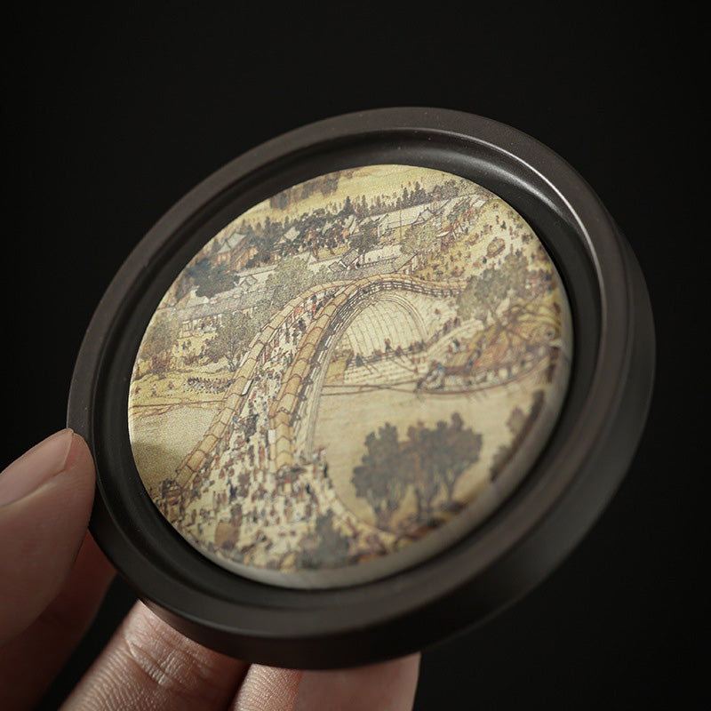 Buddha Stones Plum Blossom Peach Heart Sutra Nespolo Giapponese Magnolia Cachi Ceramic Cup Mat Pad Coaster Kung Fu Tea Mat