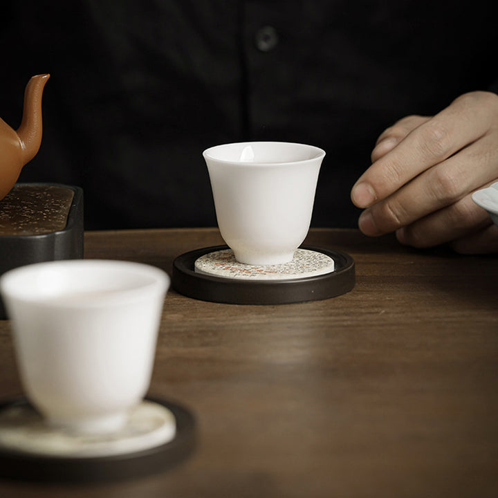 Buddha Stones Plum Blossom Peach Heart Sutra Nespolo Giapponese Magnolia Cachi Ceramic Cup Mat Pad Coaster Kung Fu Tea Mat