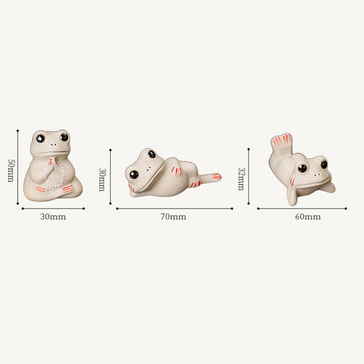 Buddha Stones Mini Piccola Rana in preghiera Ceramica Ricchezza Prosperità Casa Tè Animale domestico Figurina Decorazione