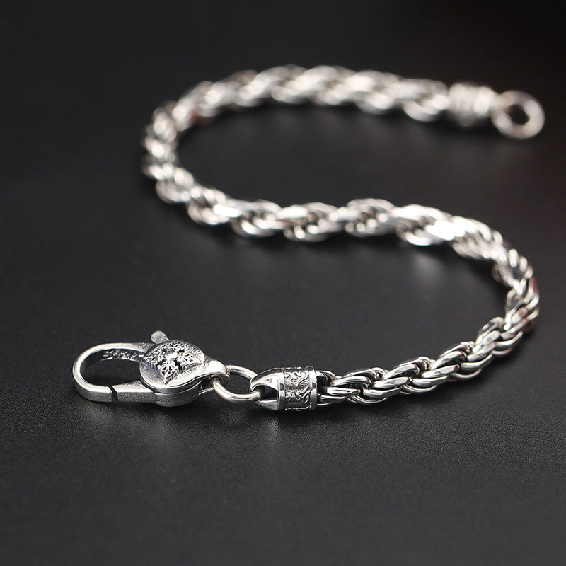 Buddha Stones 925 Sterling Silver Tibet Om Mani Padme Hum Doppio Dorje Vajra Twisted Design Bracciale Peace Love - image 2
