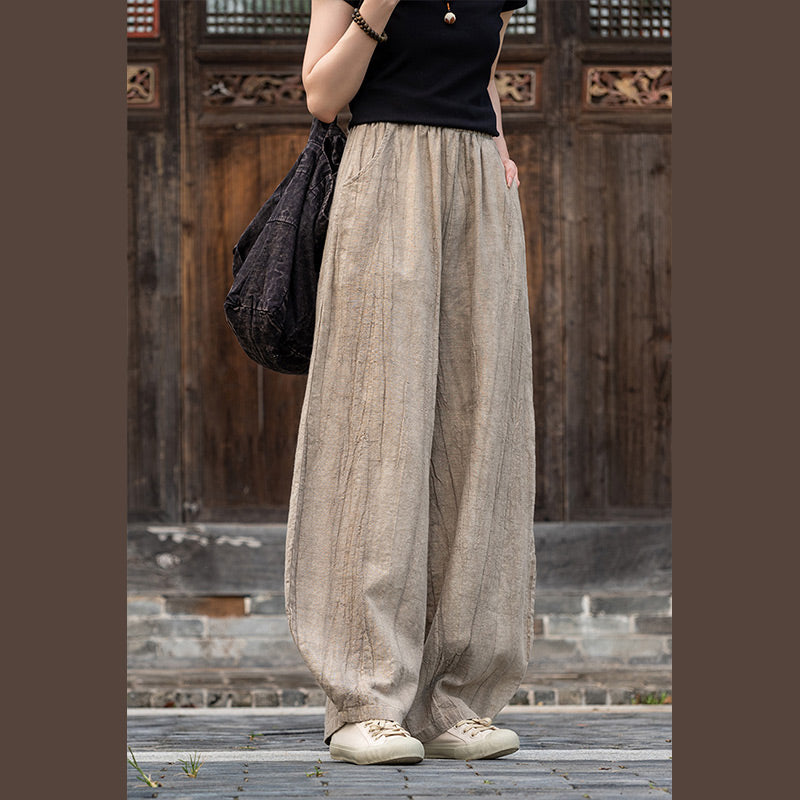 Pantaloni in lino e cotone ramiè Buddha Stones Pantaloni con design tie-dye Pantaloni larghi Zen Yoga da donna con tasche - image 14