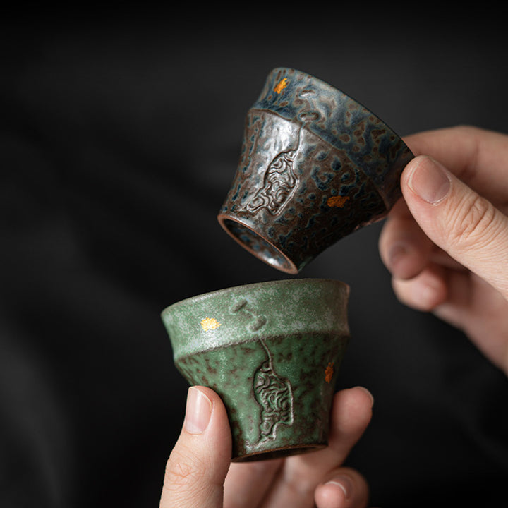 Buddha Stones Piccola tazza da tè in ceramica in stile vintage Tazza da tè Kung Fu 50 ml