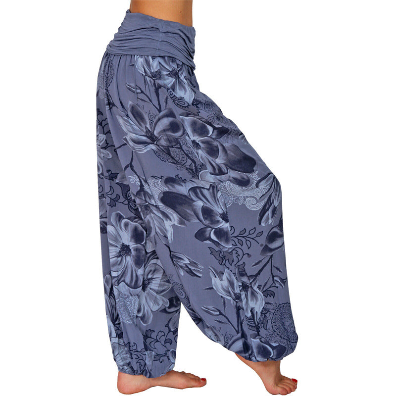 Pantaloni harem larghi con motivo a foglie di fiore Buddha Stones, pantaloni da yoga da donna - image 23