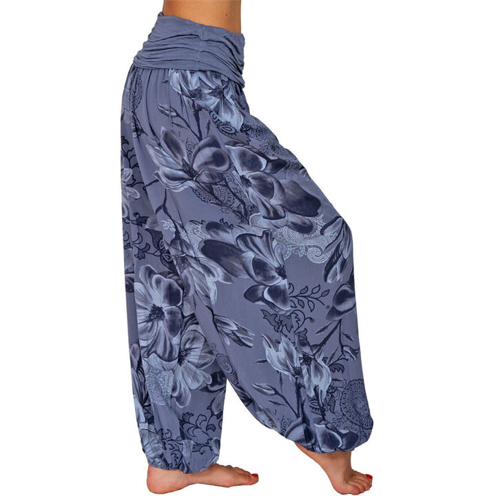Pantaloni harem larghi con motivo a foglie di fiore Buddha Stones, pantaloni da yoga da donna - image 23