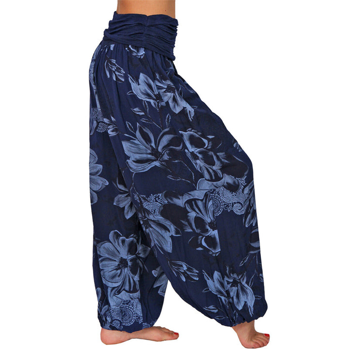 Pantaloni harem larghi con motivo a foglie di fiore Buddha Stones, pantaloni da yoga da donna - image 26