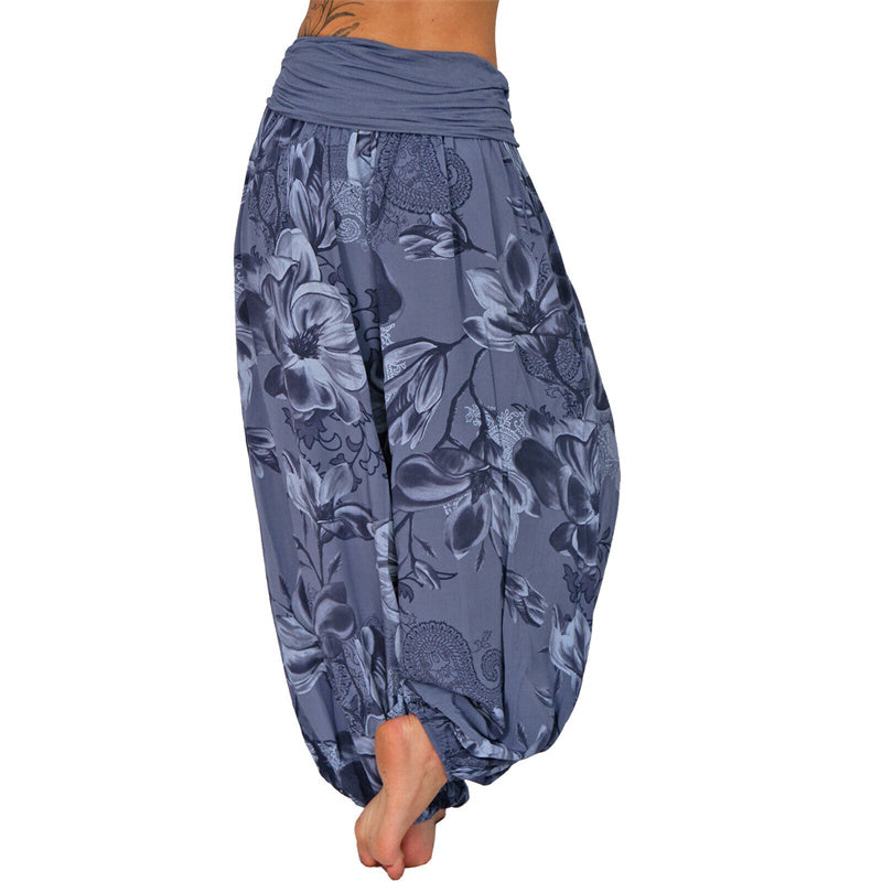 Pantaloni harem larghi con motivo a foglie di fiore Buddha Stones, pantaloni da yoga da donna - image 24