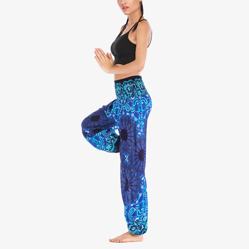 Pantaloni harem larghi con motivo geometrico mandala Buddha Stones, pantaloni da yoga da donna a vita alta - image 16
