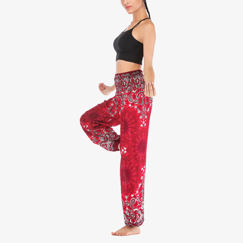 Pantaloni harem larghi con motivo geometrico mandala Buddha Stones, pantaloni da yoga da donna a vita alta - image 21