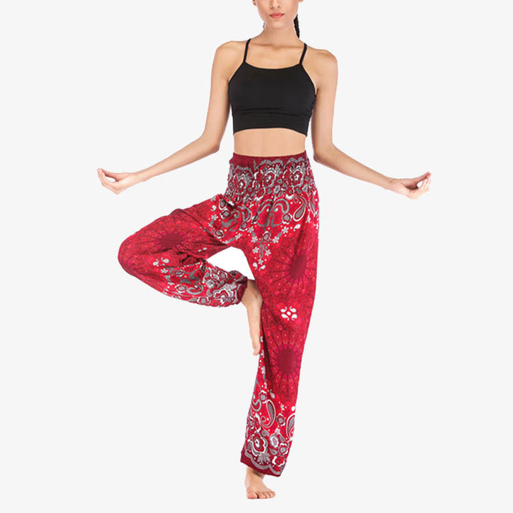 Pantaloni harem larghi con motivo geometrico mandala Buddha Stones, pantaloni da yoga da donna a vita alta - image 20