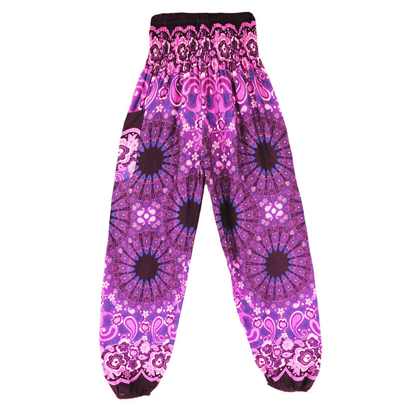 Pantaloni harem larghi con motivo geometrico mandala Buddha Stones, pantaloni da yoga da donna a vita alta - image 42