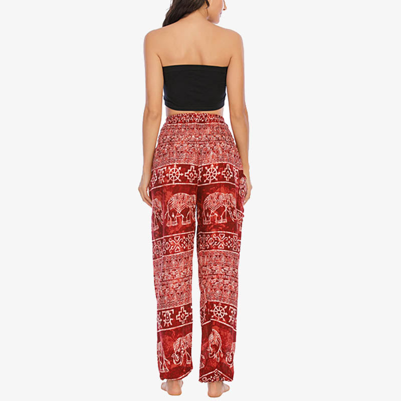 Pantaloni harem larghi casuali con motivo a elefante Buddha Stones, pantaloni da yoga da donna a vita alta - image 11