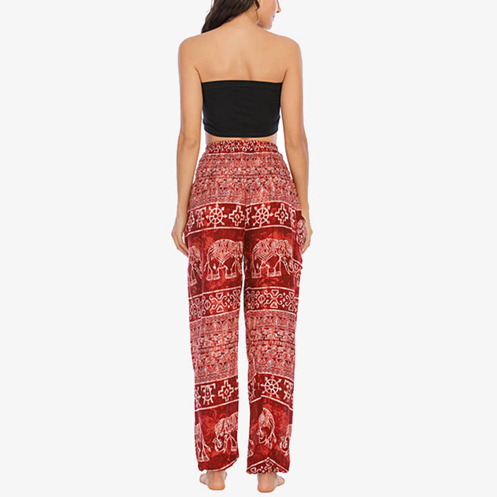 Pantaloni harem larghi casuali con motivo a elefante Buddha Stones, pantaloni da yoga da donna a vita alta - image 11
