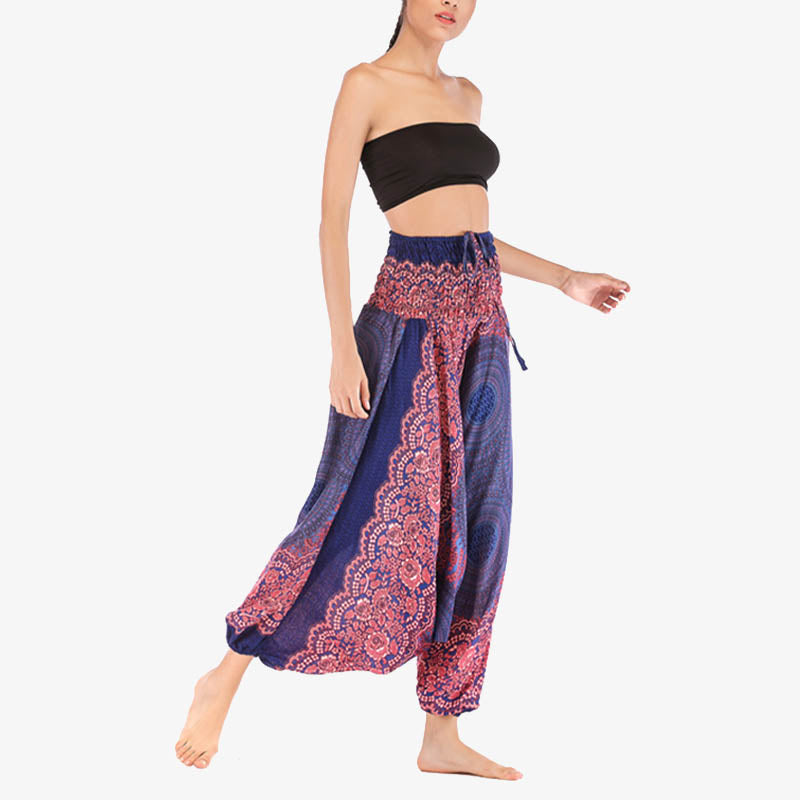 Pantaloni harem larghi con motivo geometrico rotondo Buddha Stones, due stili, tuta, pantaloni da yoga da donna a vita alta - image 15