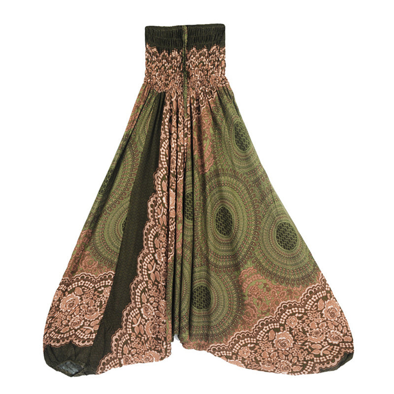 Pantaloni harem larghi con motivo geometrico rotondo Buddha Stones, due stili, tuta, pantaloni da yoga da donna a vita alta - Verde chiaro - US2-12, UK/AU6-16, EU34-44 (F) - image 37