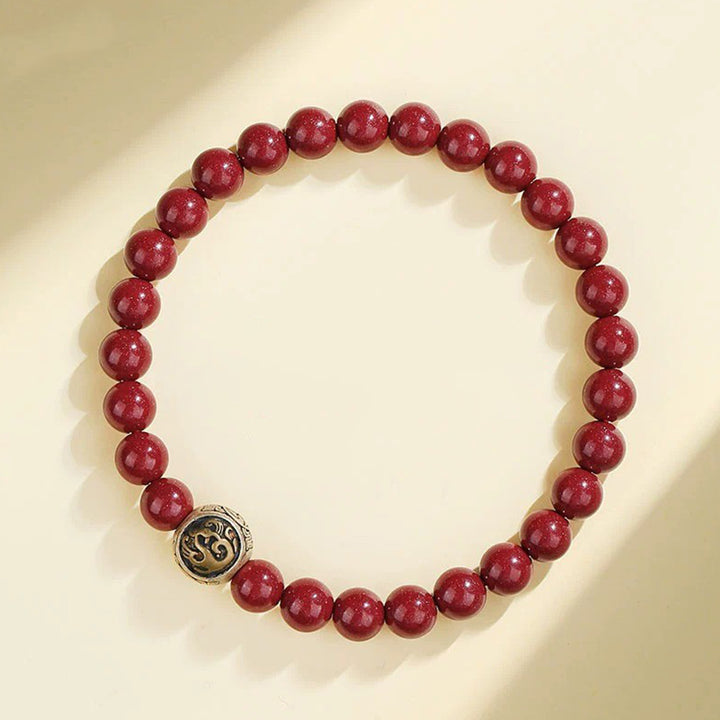 Bracciale Buddha Stones 925 Sterling Silver Cinnabar naturale Quattro Bestie Benedizione - 6 millimetri - Uccello vermiglio (circonferenza del polso 14-16 cm) - image 2