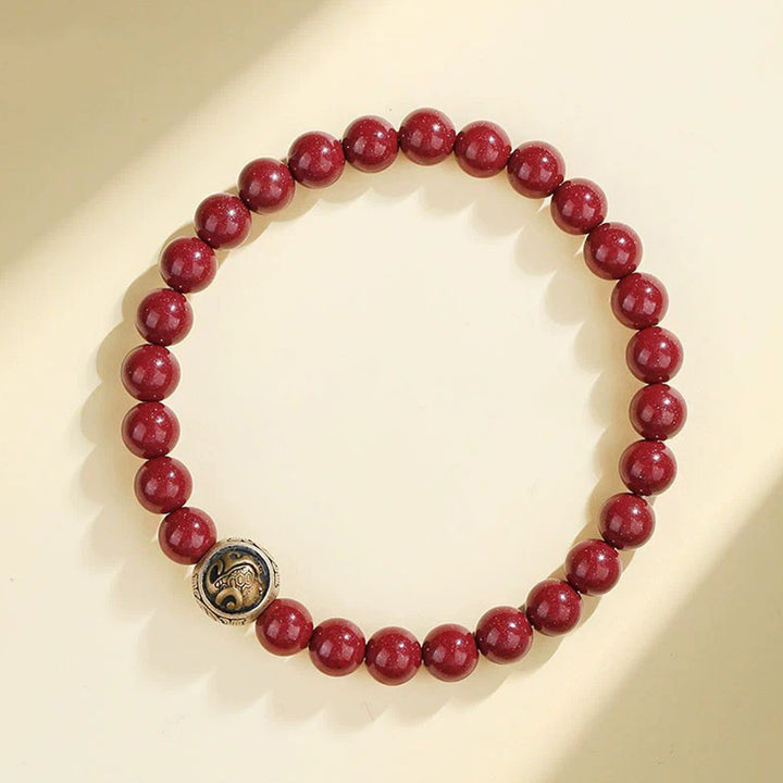 Bracciale Buddha Stones 925 Sterling Silver Cinnabar naturale Quattro Bestie Benedizione - 6 millimetri - Tartaruga nera (circonferenza polso 14-16 cm) - image 3