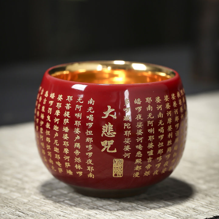 Buddha Stones Sutra del cuore Mantra della grande compassione Tazza da tè in ceramica incisa Tazza da tè Kung Fu