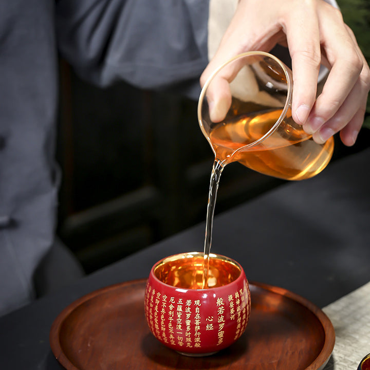 Buddha Stones Sutra del cuore Mantra della grande compassione Tazza da tè in ceramica incisa Tazza da tè Kung Fu