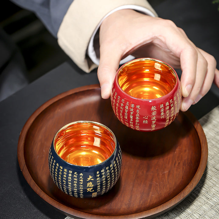 Buddha Stones Sutra del cuore Mantra della grande compassione Tazza da tè in ceramica incisa Tazza da tè Kung Fu