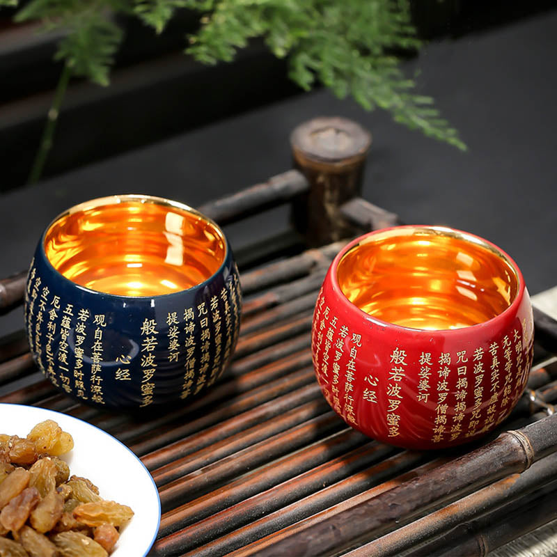Buddha Stones Sutra del cuore Mantra della grande compassione Tazza da tè in ceramica incisa Tazza da tè Kung Fu