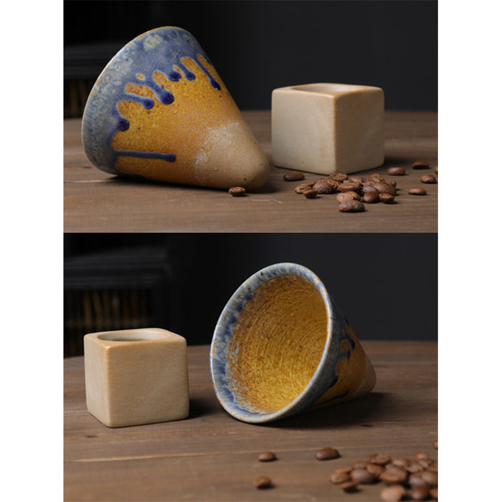 Tazza da caffè in ceramica vintage con gradiente Buddha Stones , tazza da caffè espresso e caffellatte con base da 200 ml