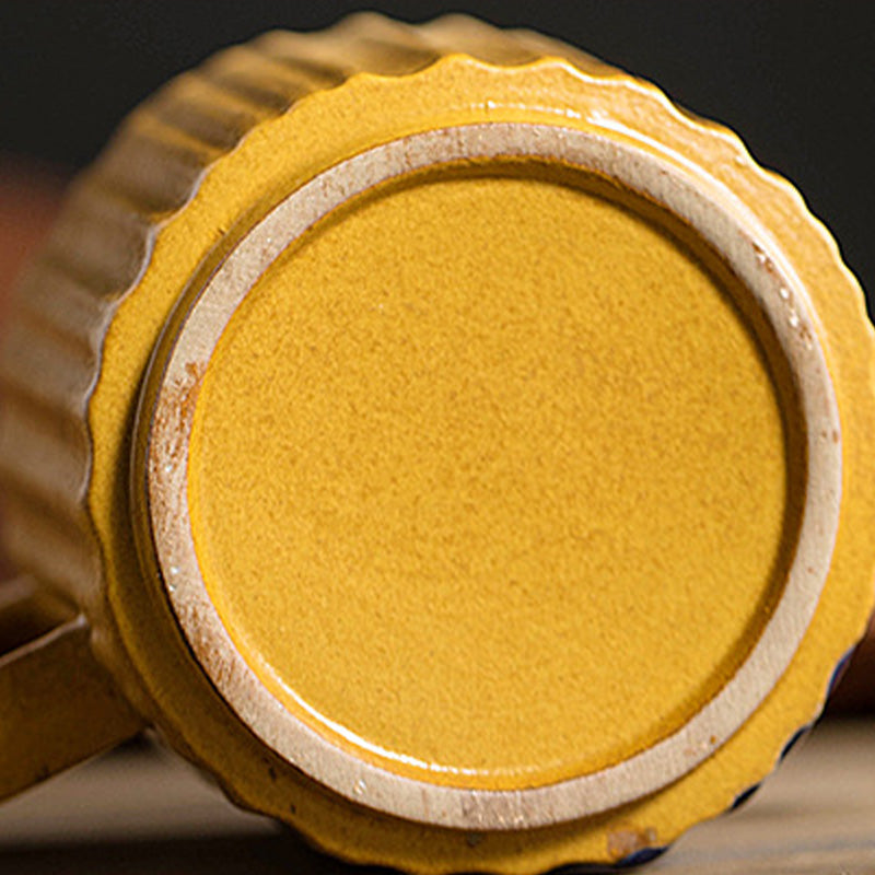 Buddha Stones Retro a strisce Kiln Change Tazza da caffè in ceramica Tazza da tè in ceramica grezza con piattino 250 ml