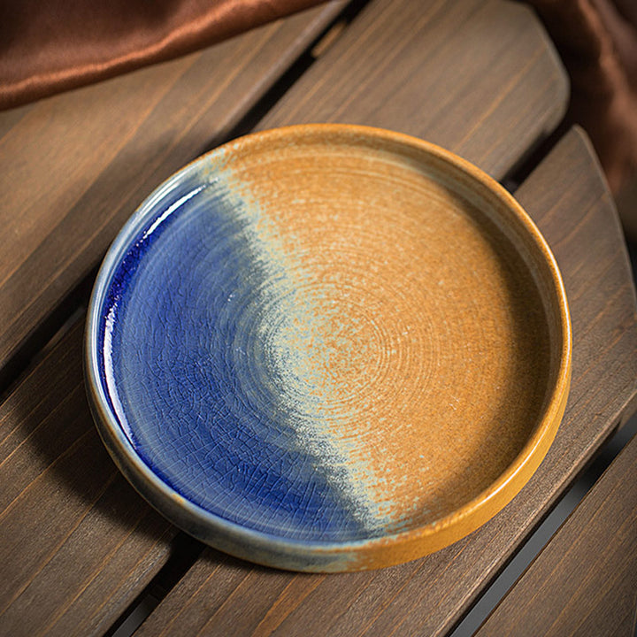 Buddha Stones Retro a strisce Kiln Change Tazza da caffè in ceramica Tazza da tè in ceramica grezza con piattino 250 ml