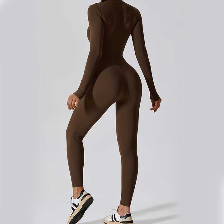 Buddha Stones Donna Cerniera Manica Lunga Shapewear Tuta Sportiva Fitness Yoga Body - image 3