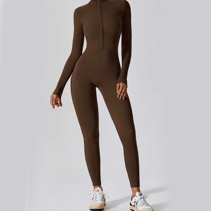 Buddha Stones Donna Cerniera Manica Lunga Shapewear Tuta Sportiva Fitness Yoga Body - image 6