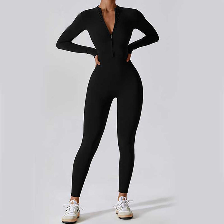Buddha Stones Donna Cerniera Manica Lunga Shapewear Tuta Sportiva Fitness Yoga Body - image 15