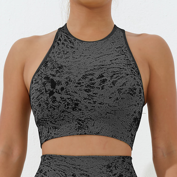 Buddha Stones Seamless Fitness Crop Canotta Leggings a vita alta Pantaloni Sport Palestra Yoga Outfit