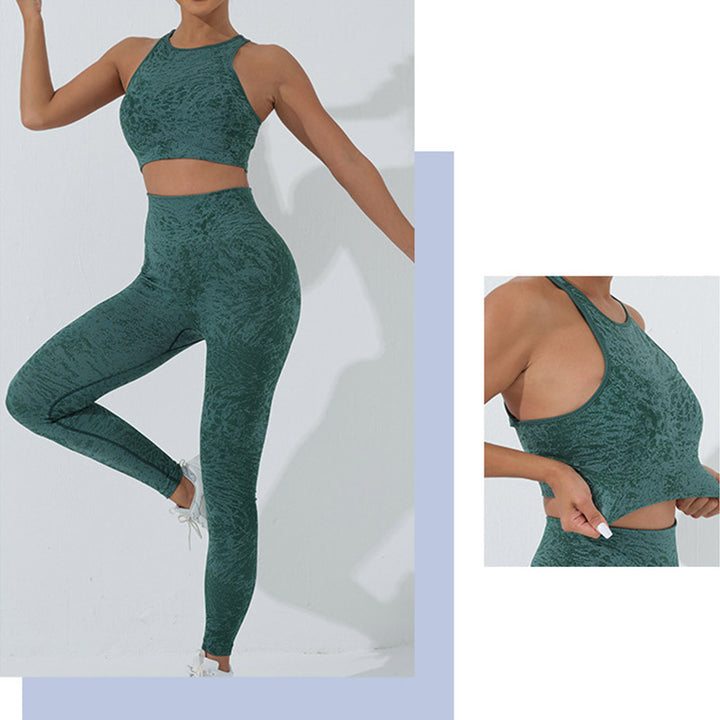 Buddha Stones Seamless Fitness Crop Canotta Leggings a vita alta Pantaloni Sport Palestra Yoga Outfit