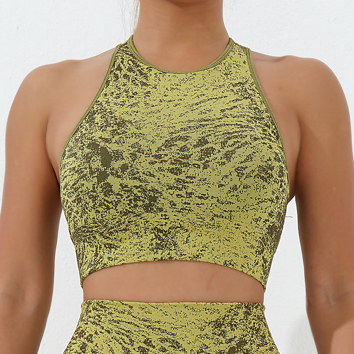 Buddha Stones Seamless Fitness Crop Canotta Leggings a vita alta Pantaloni Sport Palestra Yoga Outfit