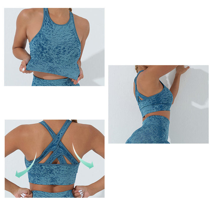 Buddha Stones Seamless Fitness Crop Canotta Leggings a vita alta Pantaloni Sport Palestra Yoga Outfit