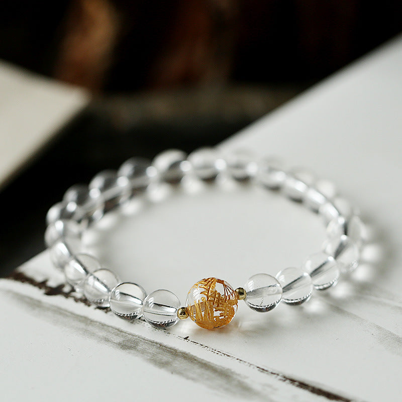 Bracciale Buddha Stones Naturale Ossidiana Nera Cristallo Bianco Onice Nero Forza Drago