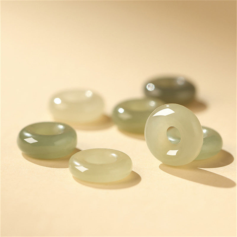 Braccialetto portafortuna con fibbia della pace in giada Hetian, con pesce koi in argento sterling 925 Buddha Stones