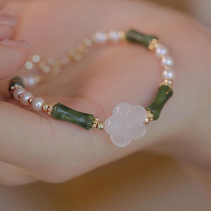 Bracciale Buddha Stones Peridot Bamboo Flower Agata Perla Pace