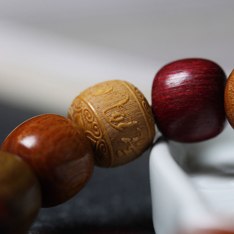 Buddha Stones Tibet Vari Legni Om Mani Padme Hum Braccialetto della Purezza