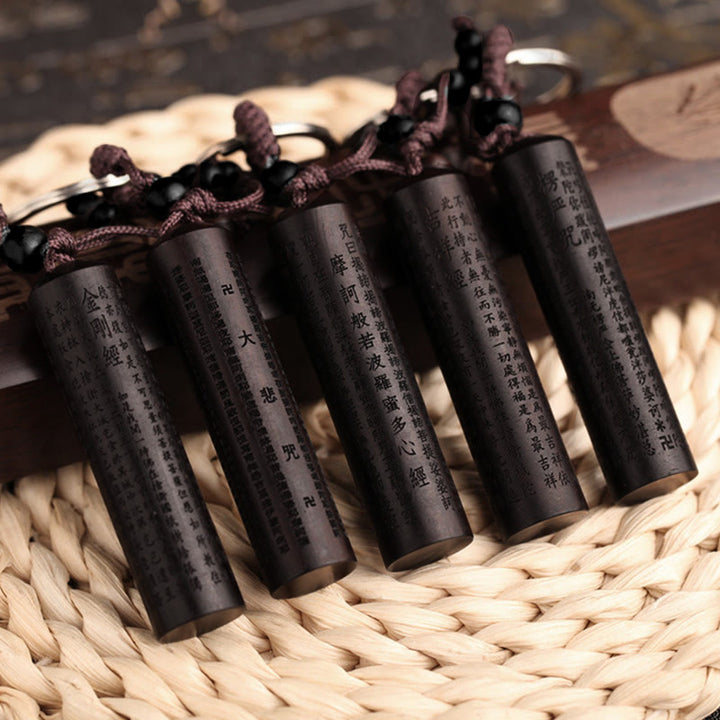 Portachiavi della pace del Sutra del cuore in ebano del Tibet - image 2