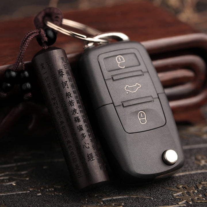 Portachiavi della pace del Sutra del cuore in ebano del Tibet - image 3