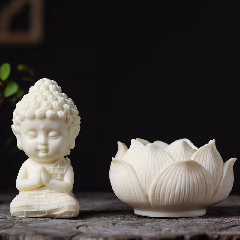 Buddha Stones Mini Avorio Frutta Tathagata Buddha Lotus Kwan Yin Avalokitesvara Manjusri Samantabhadra Serenity Desk Decorazione