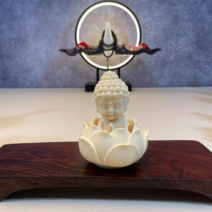 Buddha Stones Mini Avorio Frutta Tathagata Buddha Lotus Kwan Yin Avalokitesvara Manjusri Samantabhadra Serenity Desk Decorazione