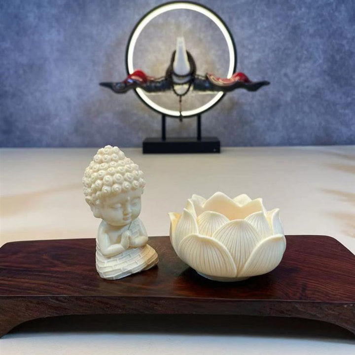 Buddha Stones Mini Avorio Frutta Tathagata Buddha Lotus Kwan Yin Avalokitesvara Manjusri Samantabhadra Serenity Desk Decorazione